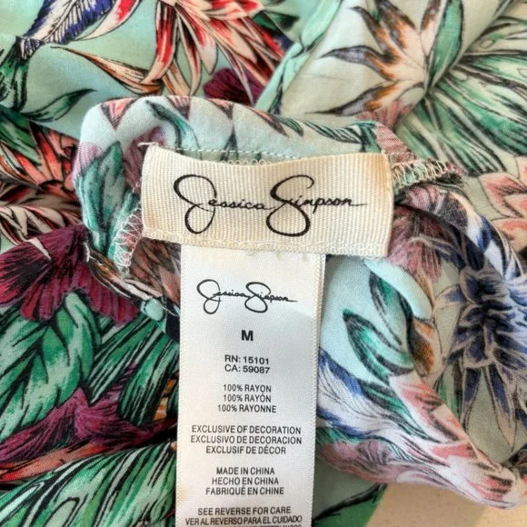 Jessica Simpson Long turquoise floral asymmetrical dress w/adjustable straps MED - Picture 7 of 7